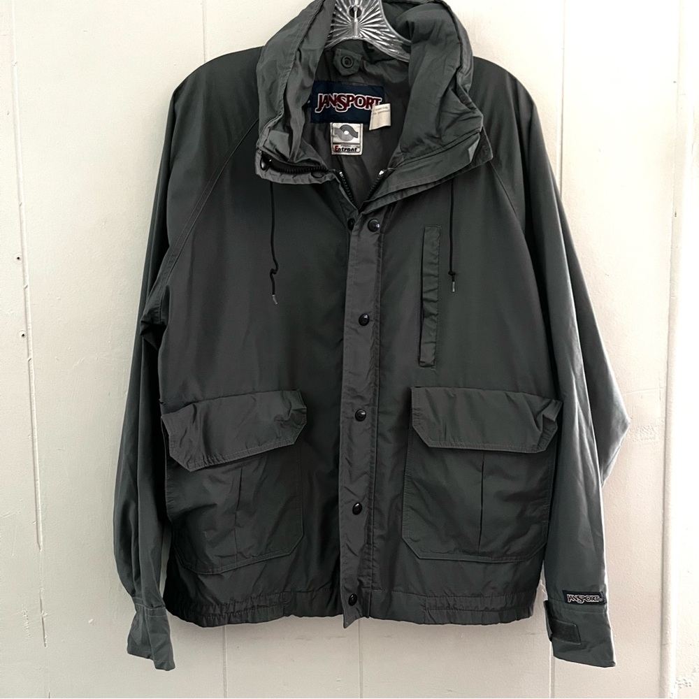 Vintage Jansport Jacket Waterproof Full Double Zip Up And Down Hooded Man’s Sz S